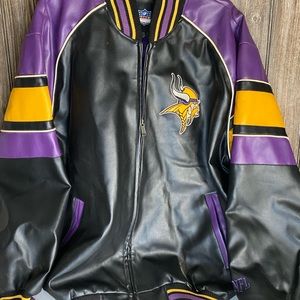 90’s vintage Authentic NFL Minnesota Vikings leather football jacket Large